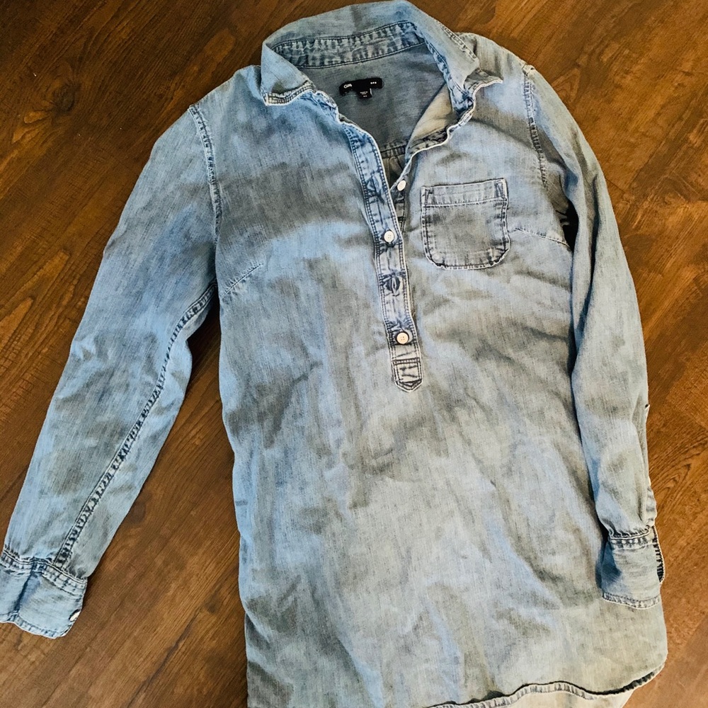 Gap 3/4 button down denim tunic XS
